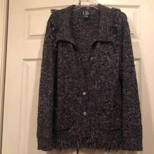 CB Casual -XL -Fringed Black/Gray Cardigan